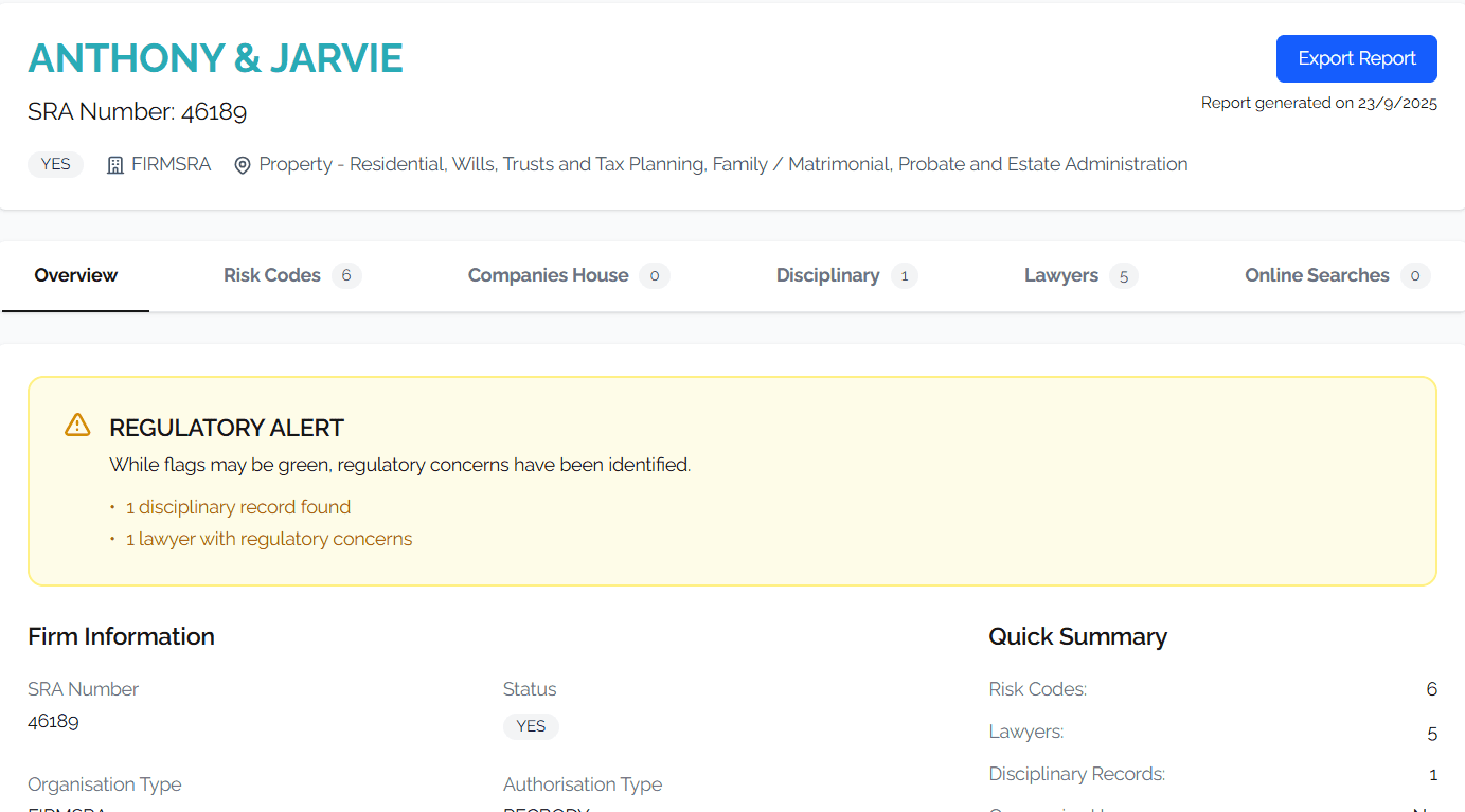 Westcor Law Firm Search System Screenshot